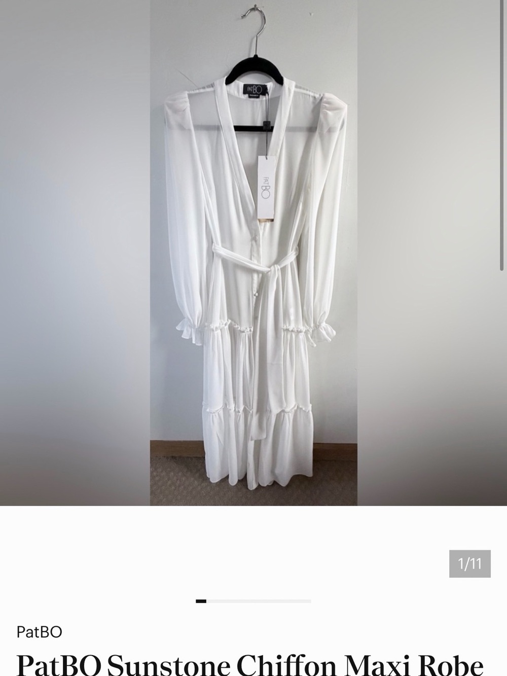 PATBO Sunstone Chiffon Swimsuit Maxi Cover Up XS Ivory NWT BRIDAL ~ HONEYMOON
